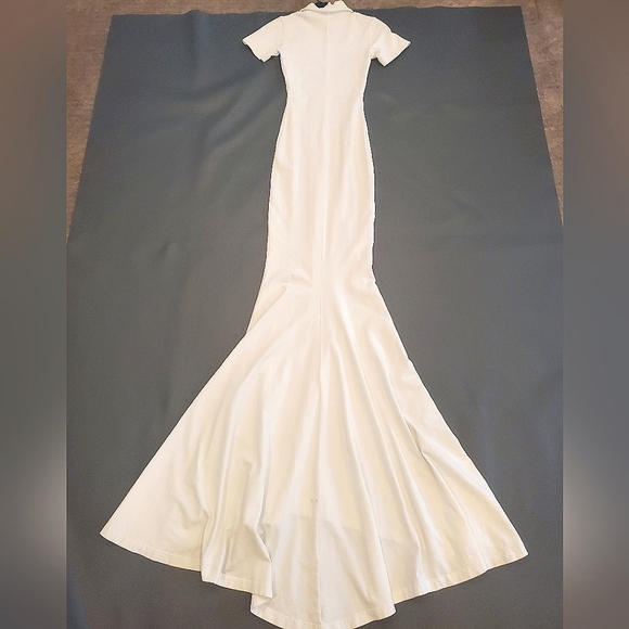 NWT$1,850 BALENCIAGA White Cotton T-Shirt Neckline Maxi Gown Dress Sz XS - Picture 13 of 16